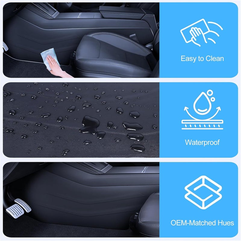 tslmodely 2025 2026 Tesla Model Y Center Console Side Anti-Kick Mats Leather Dead Pedal Side Anti Kick Pads Dust Resistant Pad Protector for New Model Y Launch Series Accessories - Image 5